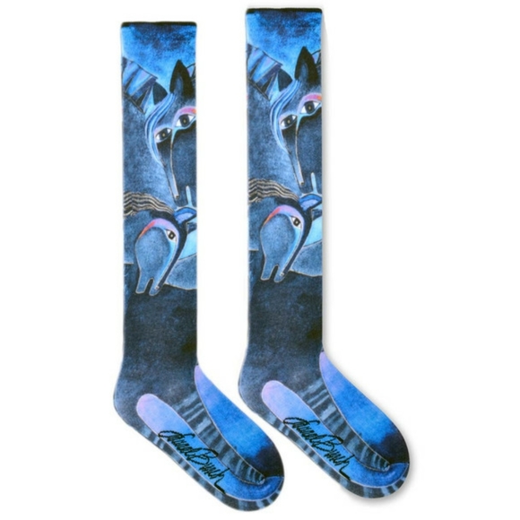 Laurel Burch Indigo Horses Knee high Socks - Picture 3 of 8